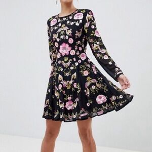 ASOS Special Edition Black & Pink Beaded and Embroidered Floral Sequin Dress -4